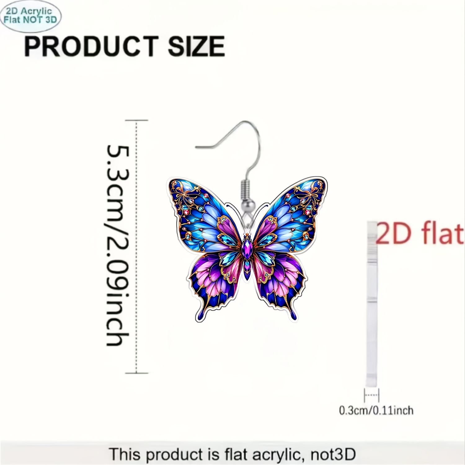 Purple Butterfly Pattern Acrylic Earrings — Party Accessories